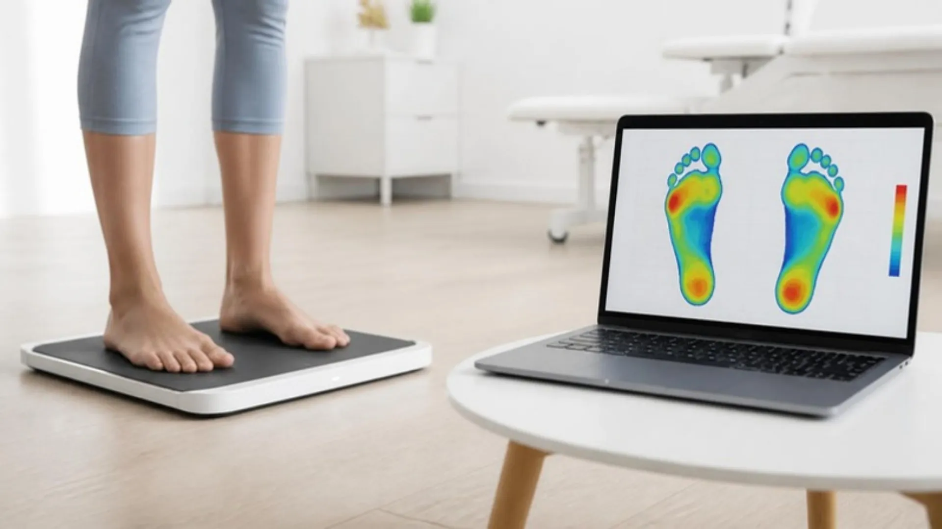 Gait analysis on a pressure plate with results on a laptop